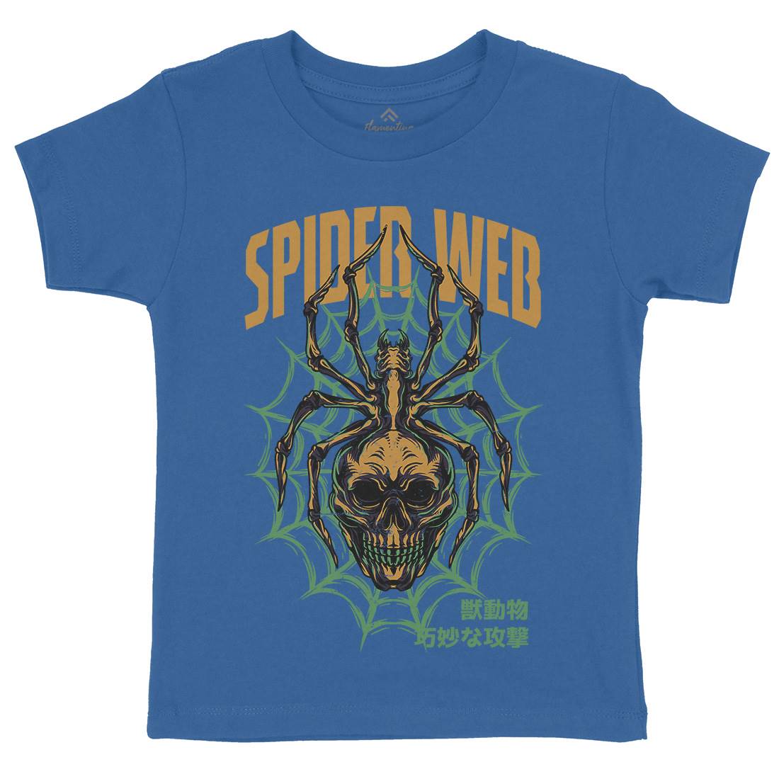 Spider Web Kids Crew Neck T-Shirt Horror D830