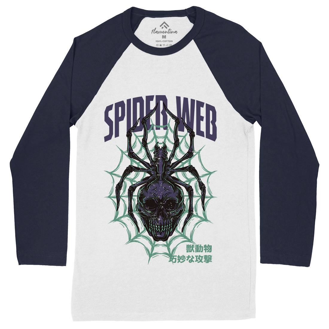 Spider Web Mens Long Sleeve Baseball T-Shirt Horror D830