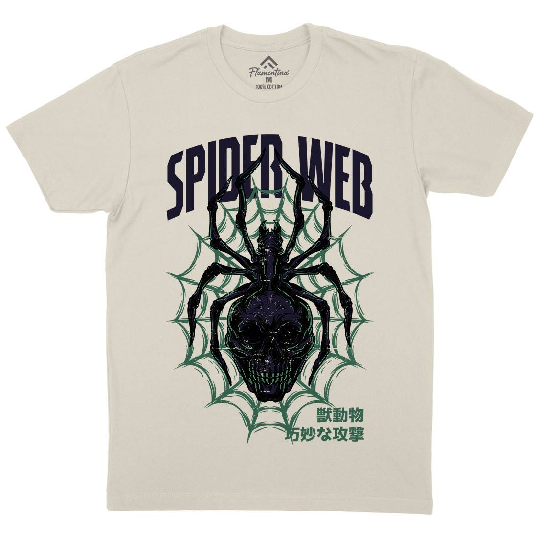 Spider Web Mens Organic Crew Neck T-Shirt Horror D830