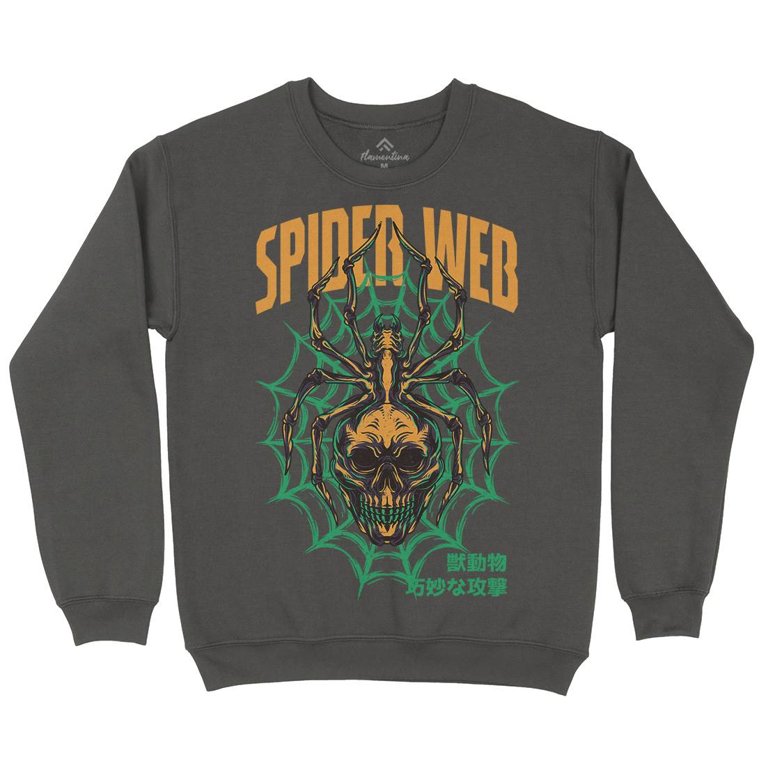 Spider Web Mens Crew Neck Sweatshirt Horror D830
