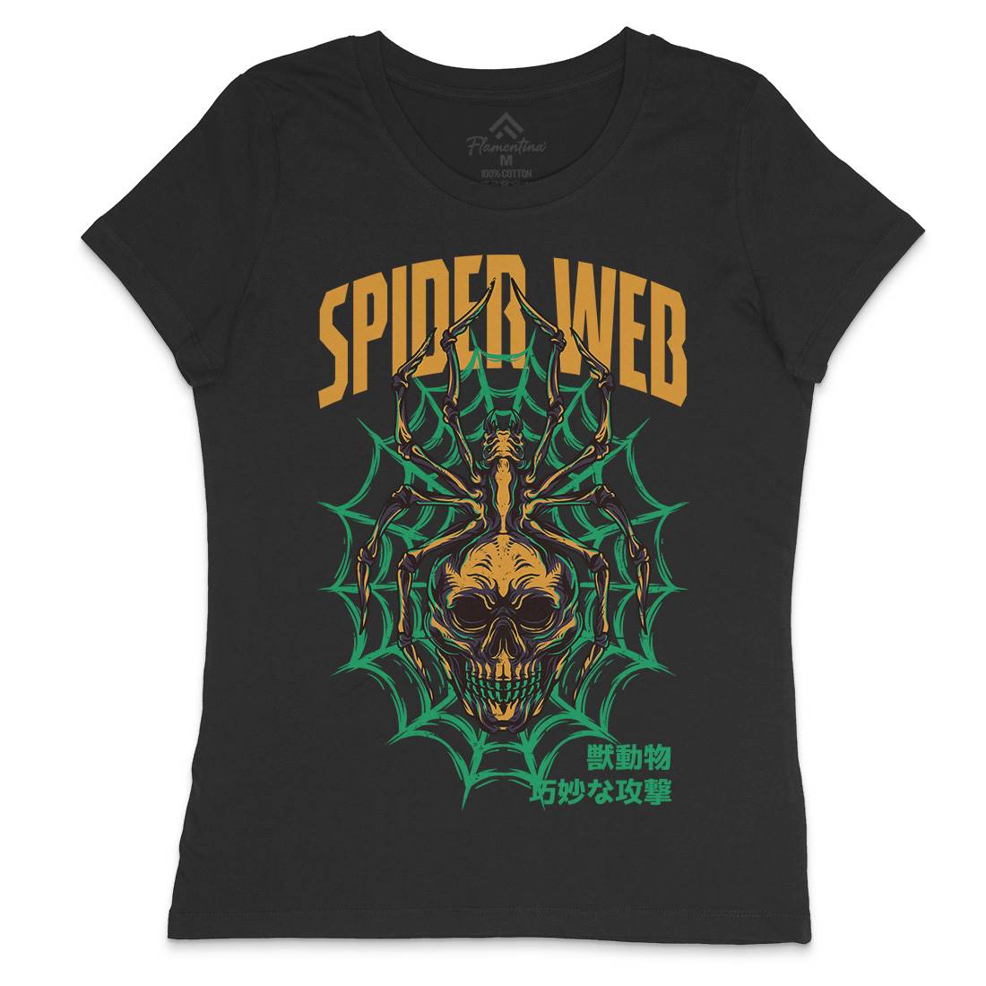Spider Web Womens Crew Neck T-Shirt Horror D830