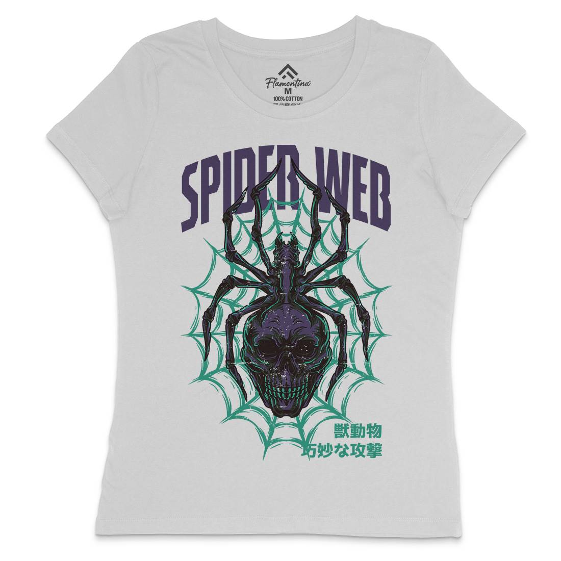 Spider Web Womens Crew Neck T-Shirt Horror D830