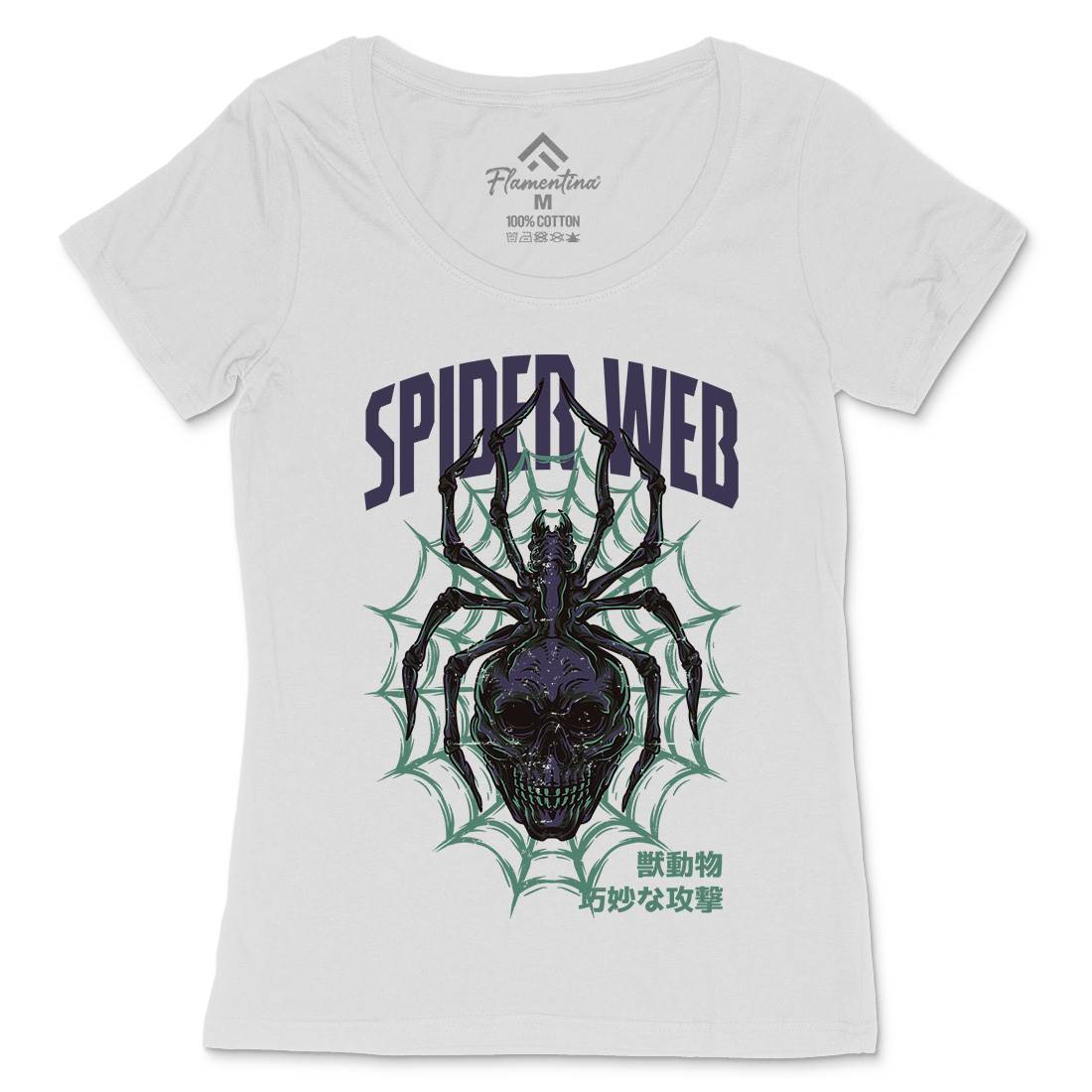 Spider Web Womens Scoop Neck T-Shirt Horror D830
