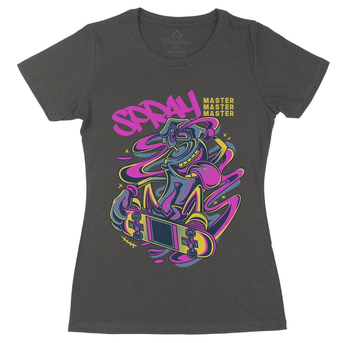 Spray Master Womens Organic Crew Neck T-Shirt Skate D832