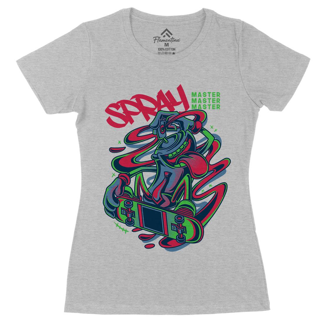 Spray Master Womens Organic Crew Neck T-Shirt Skate D832