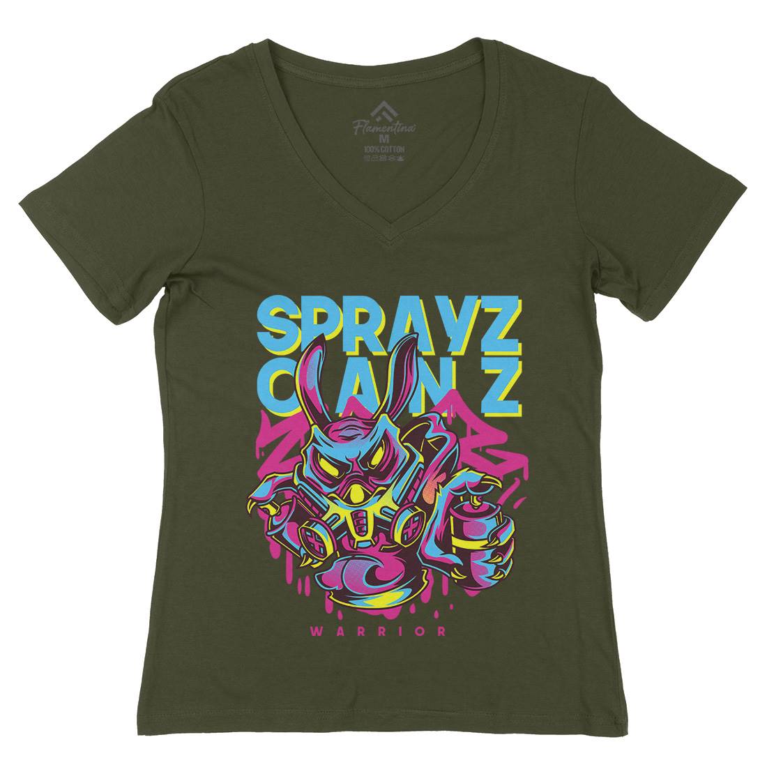 Spray Cans Womens Organic V-Neck T-Shirt Graffiti D833
