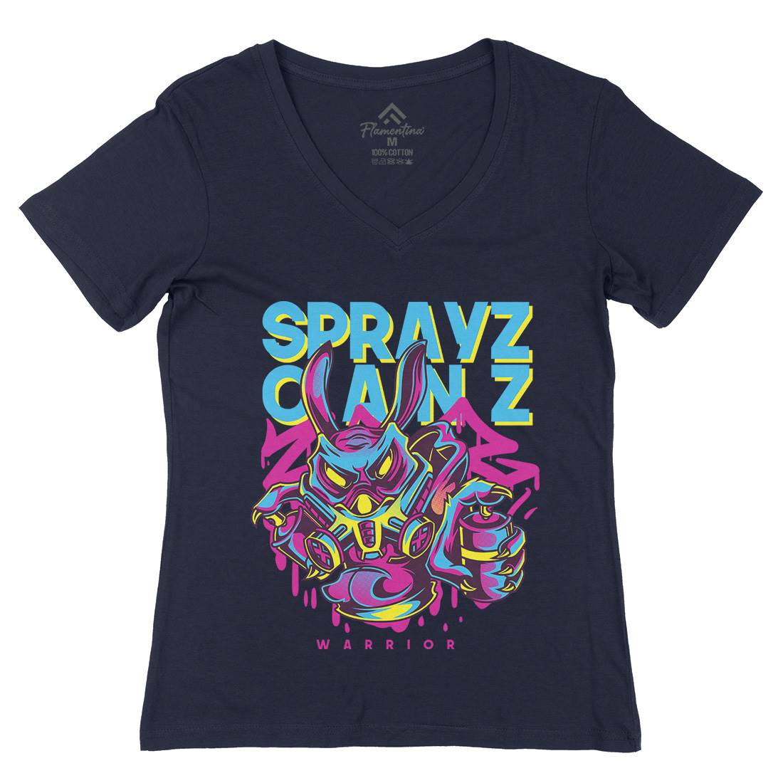 Spray Cans Womens Organic V-Neck T-Shirt Graffiti D833