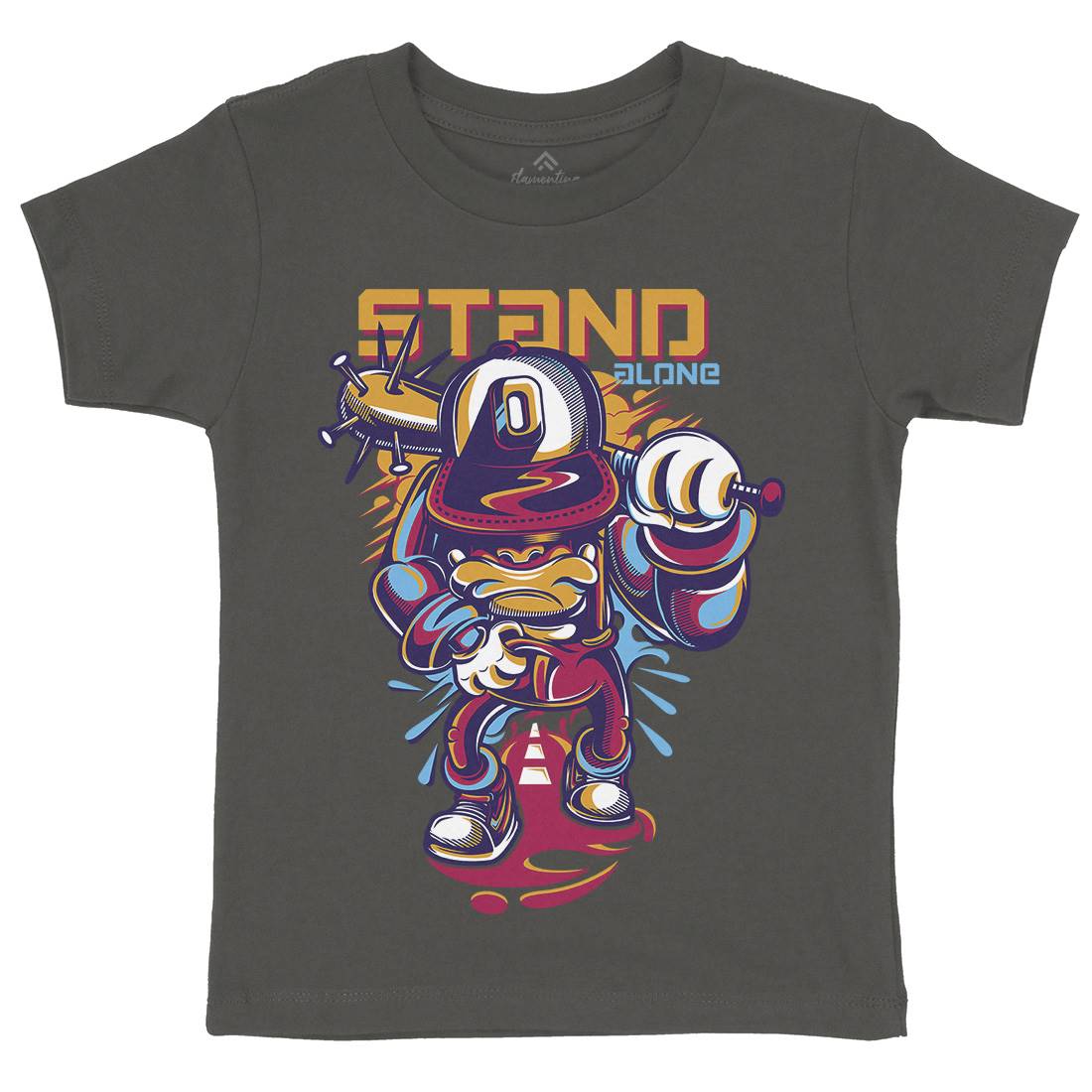 Stand Alone Kids Organic Crew Neck T-Shirt Graffiti D834