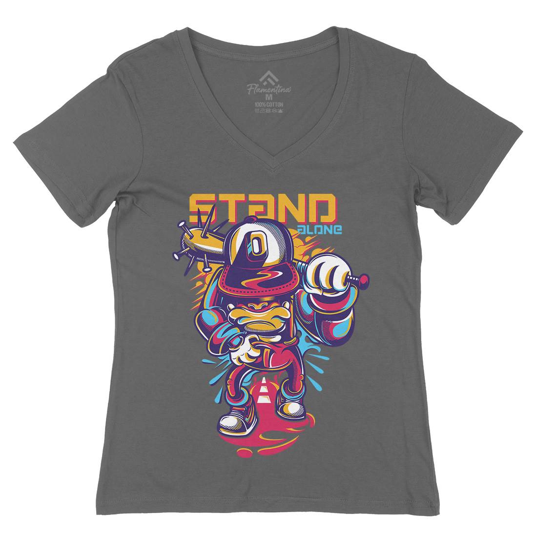 Stand Alone Womens Organic V-Neck T-Shirt Graffiti D834