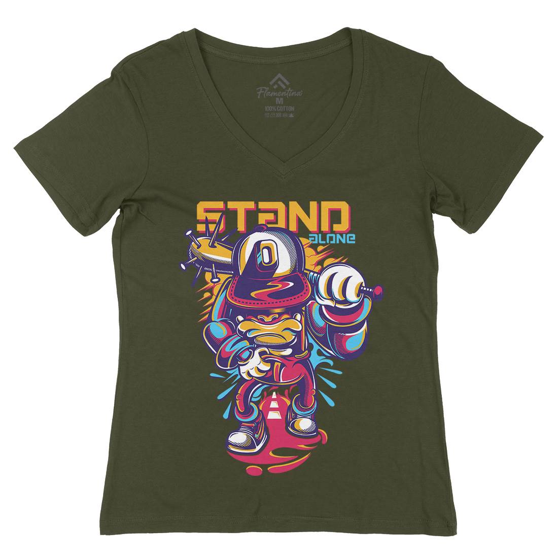 Stand Alone Womens Organic V-Neck T-Shirt Graffiti D834
