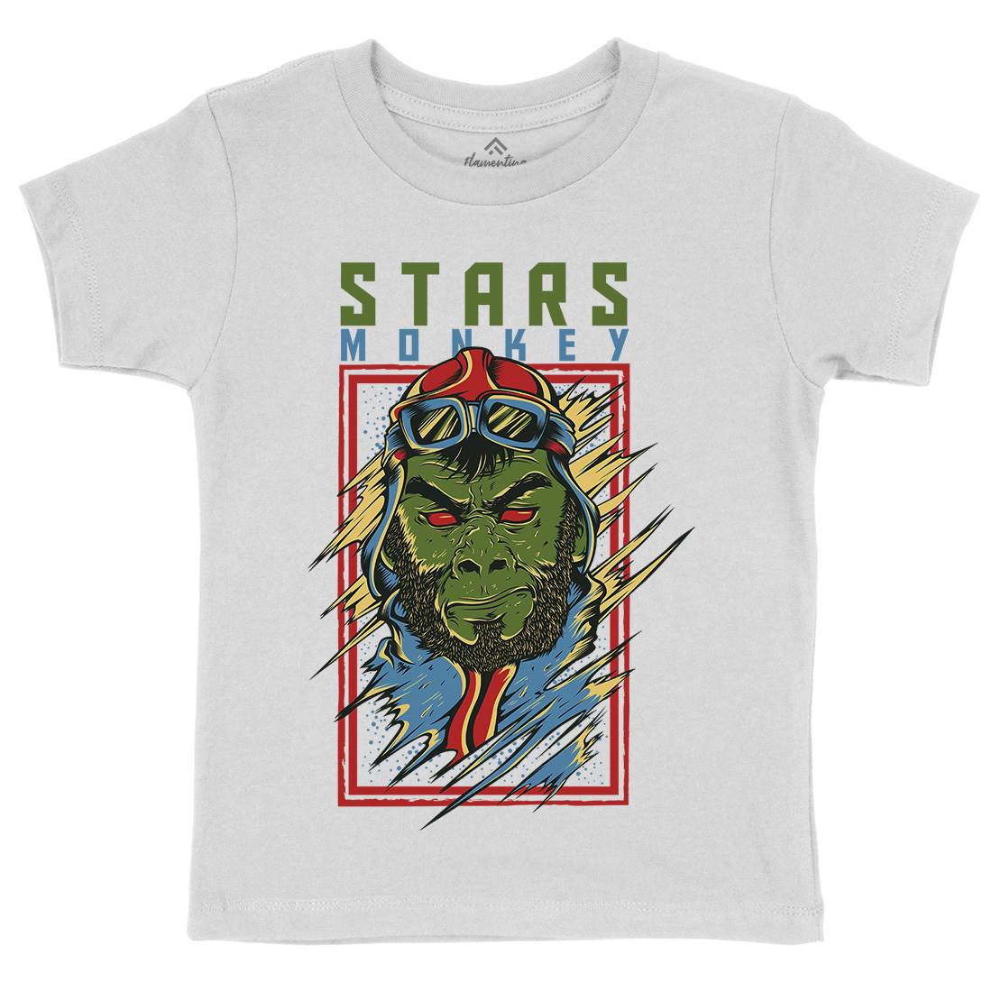 Stars Monkey Kids Crew Neck T-Shirt Animals D835