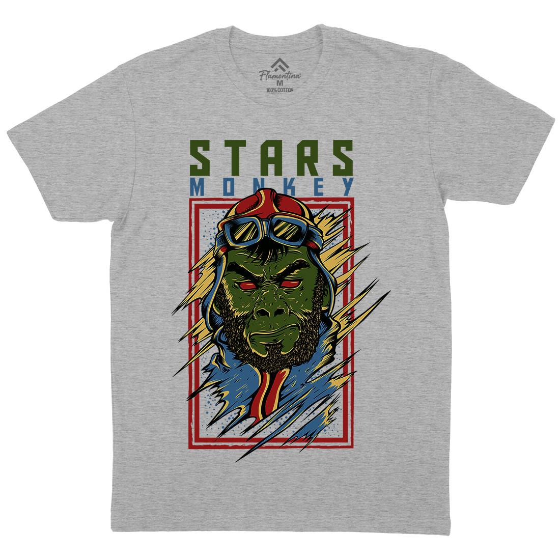 Stars Monkey Mens Crew Neck T-Shirt Animals D835