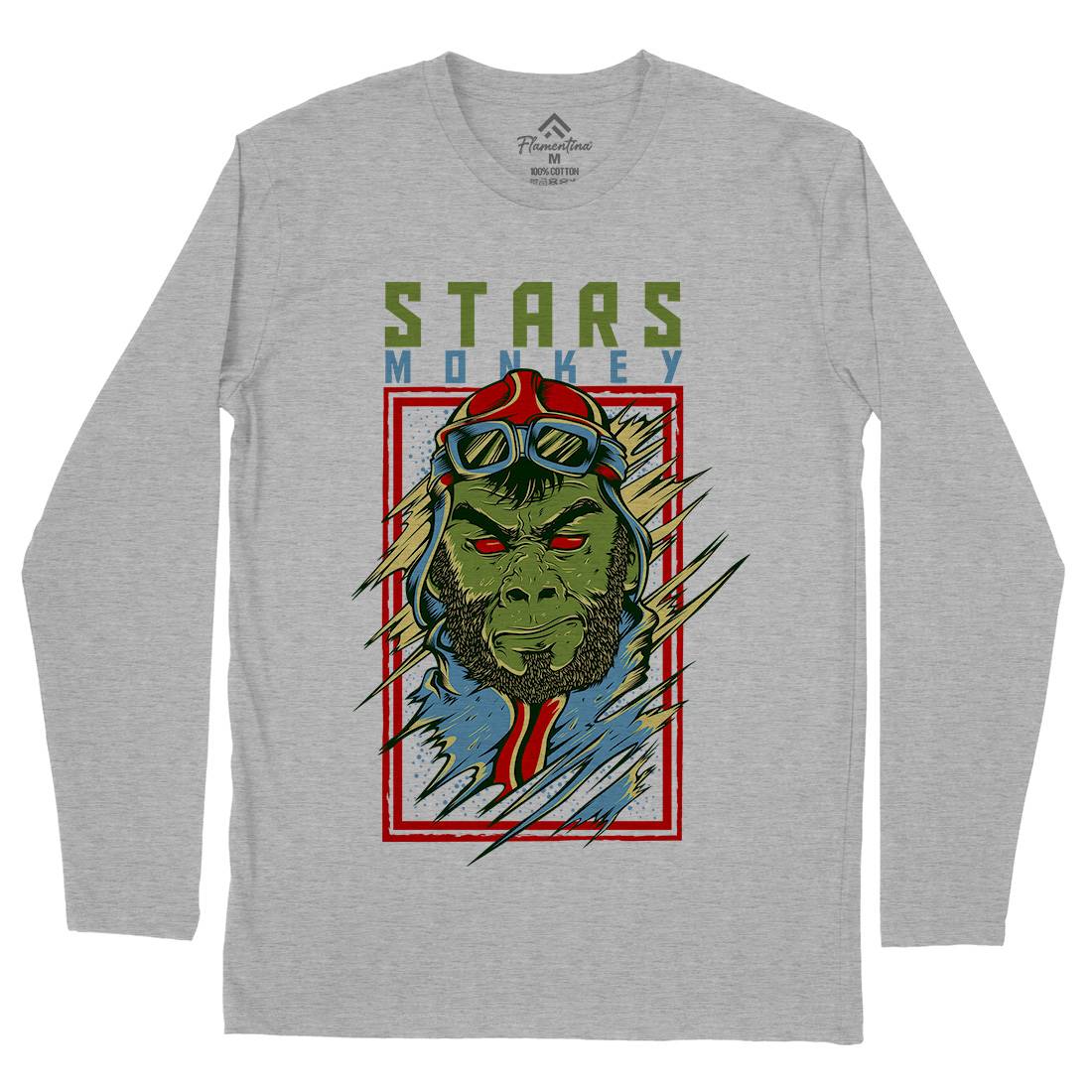 Stars Monkey Mens Long Sleeve T-Shirt Animals D835