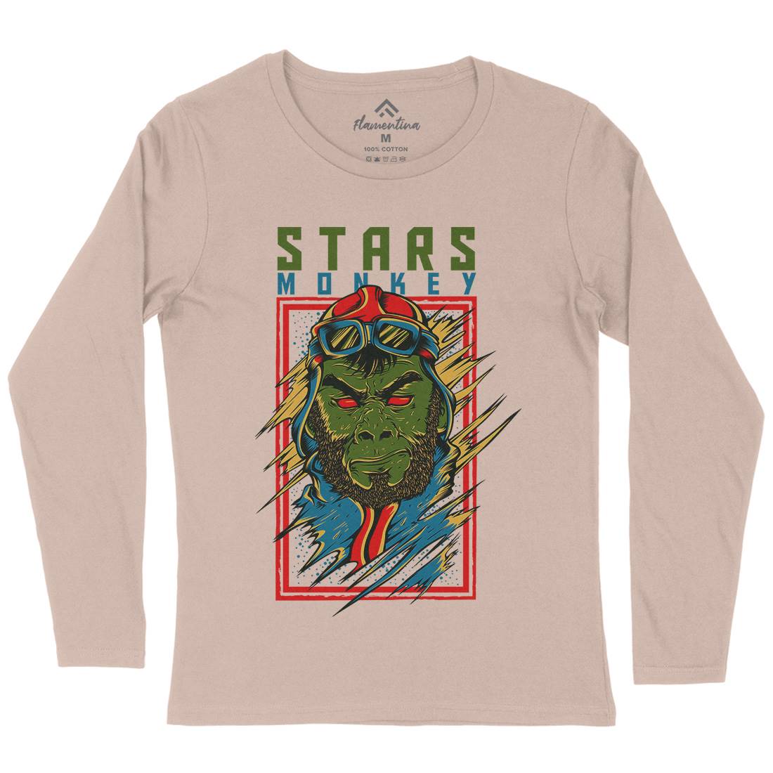 Stars Monkey Womens Long Sleeve T-Shirt Animals D835