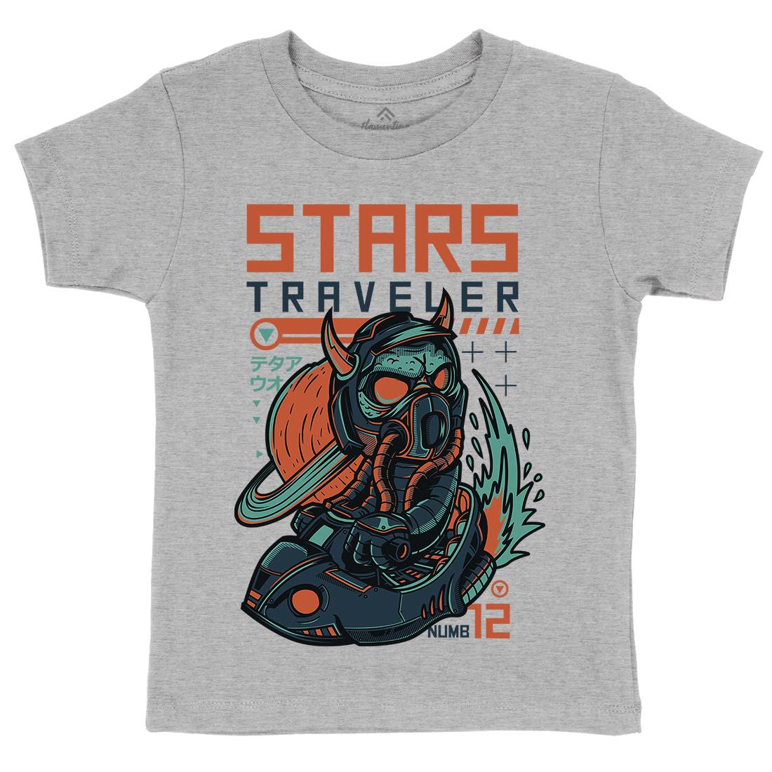 Stars Traveller Kids Crew Neck T-Shirt Space D836