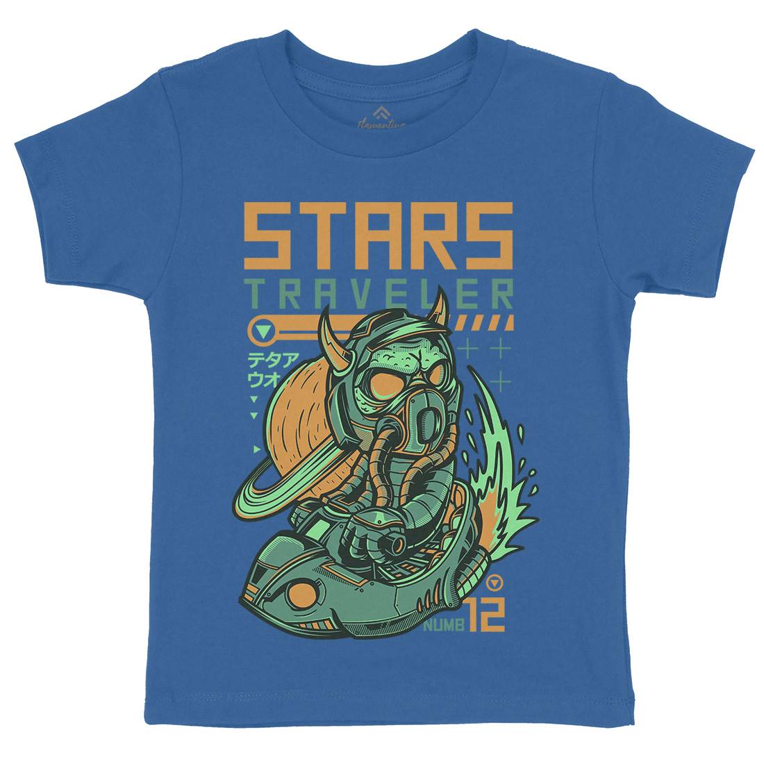 Stars Traveller Kids Crew Neck T-Shirt Space D836