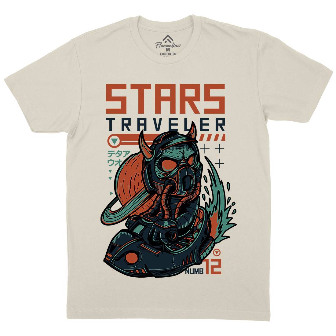 Stars Traveller Mens Organic Crew Neck T-Shirt Space D836