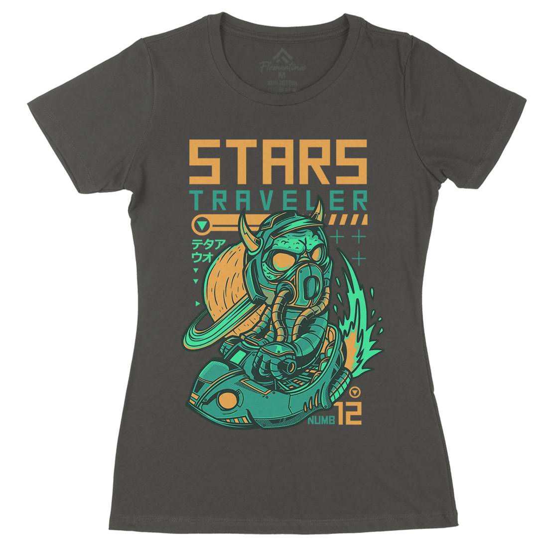 Stars Traveller Womens Organic Crew Neck T-Shirt Space D836