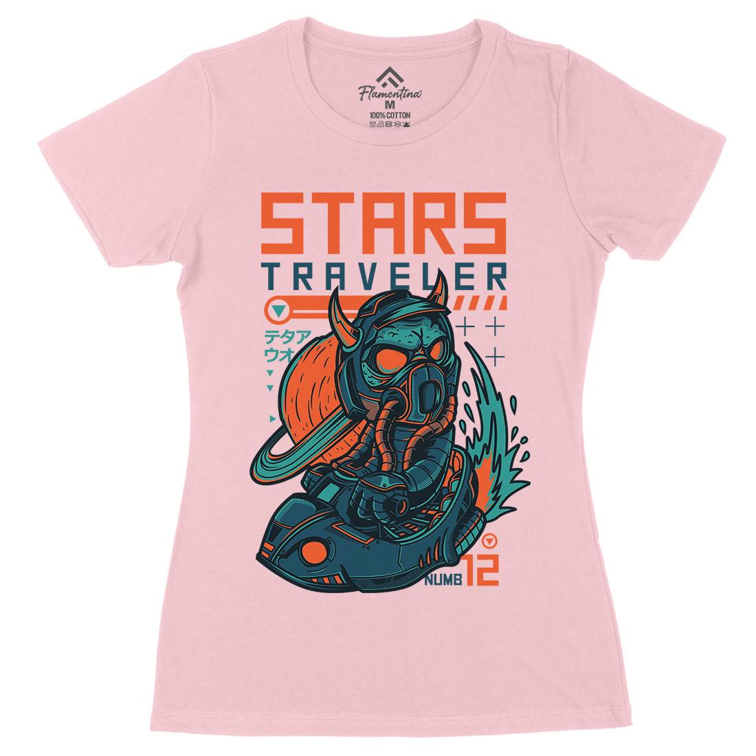 Stars Traveller Womens Organic Crew Neck T-Shirt Space D836