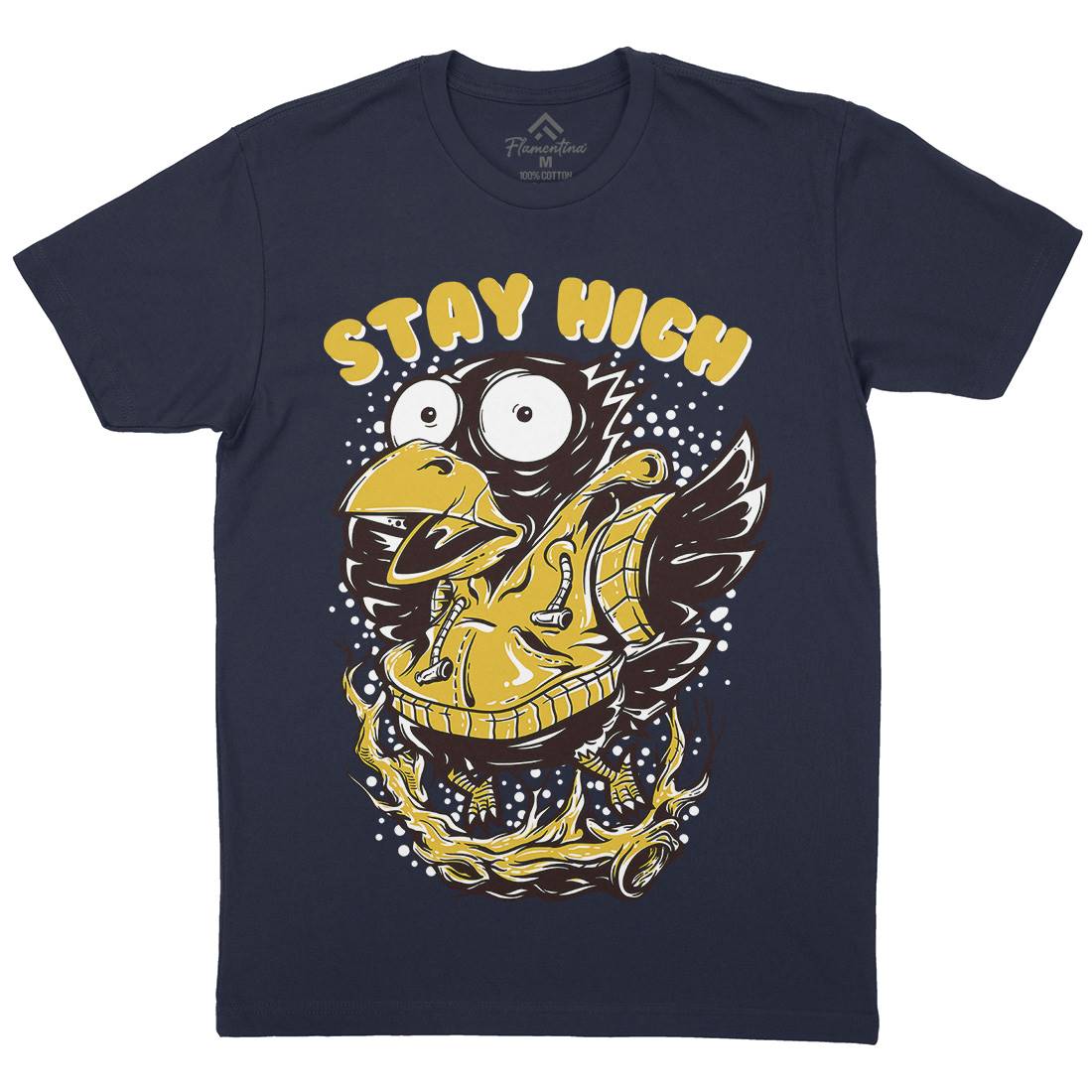 Stay High Bird Mens Organic Crew Neck T-Shirt Animals D837