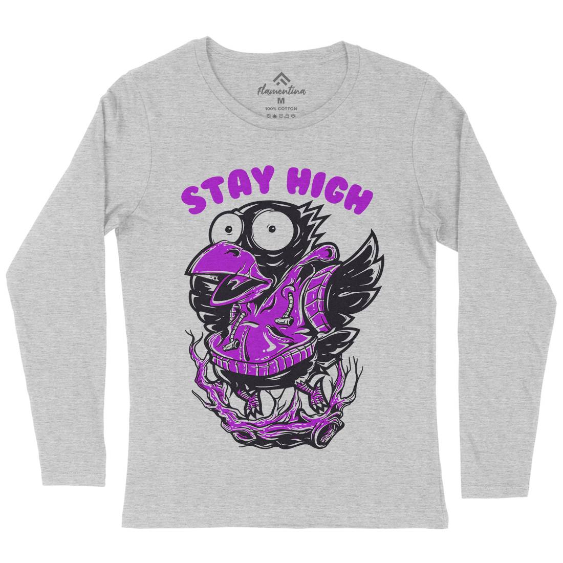 Stay High Bird Womens Long Sleeve T-Shirt Animals D837