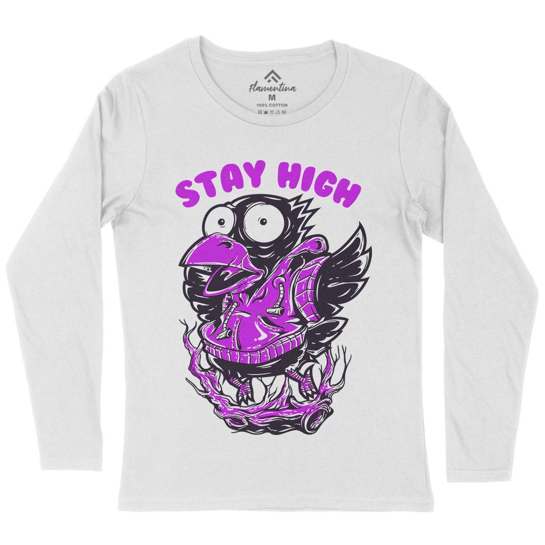 Stay High Bird Womens Long Sleeve T-Shirt Animals D837