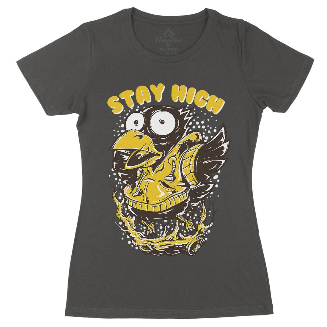 Stay High Bird Womens Organic Crew Neck T-Shirt Animals D837