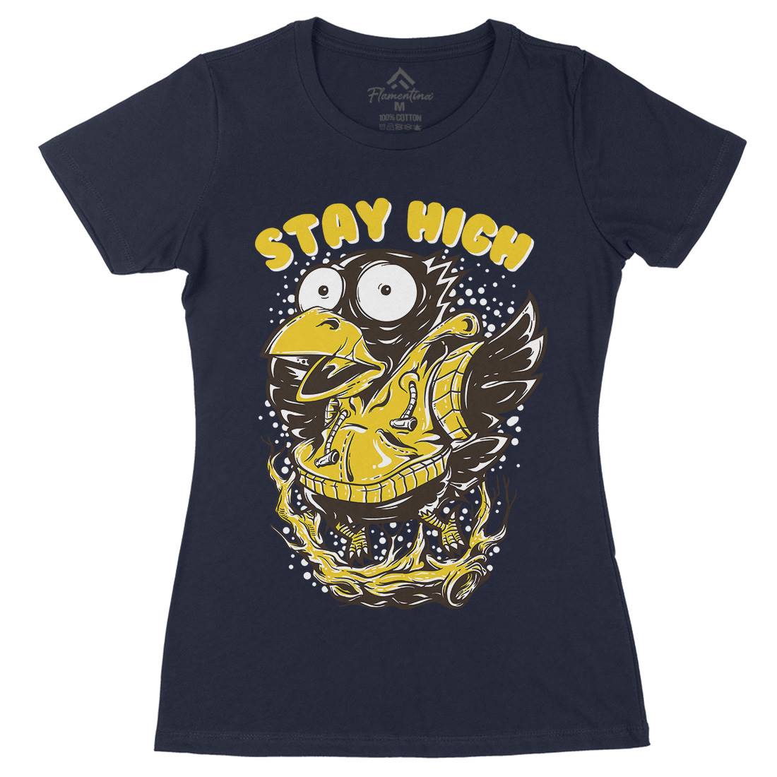 Stay High Bird Womens Organic Crew Neck T-Shirt Animals D837