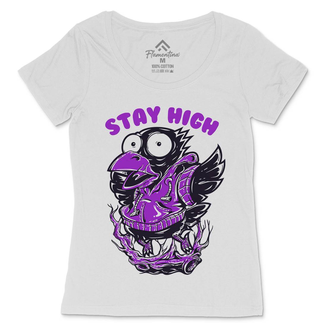 Stay High Bird Womens Scoop Neck T-Shirt Animals D837