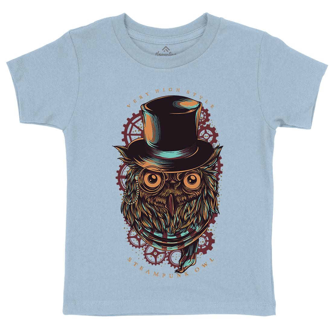 Owl Kids Crew Neck T-Shirt Steampunk D838