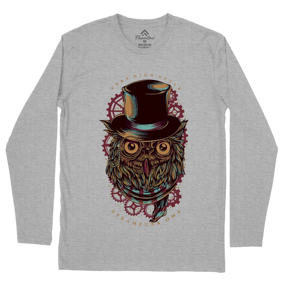 Owl Mens Long Sleeve T-Shirt Steampunk D838
