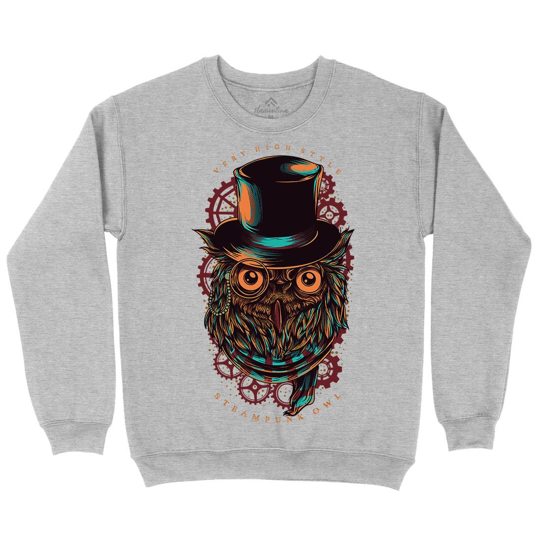 Owl Mens Crew Neck Sweatshirt Steampunk D838