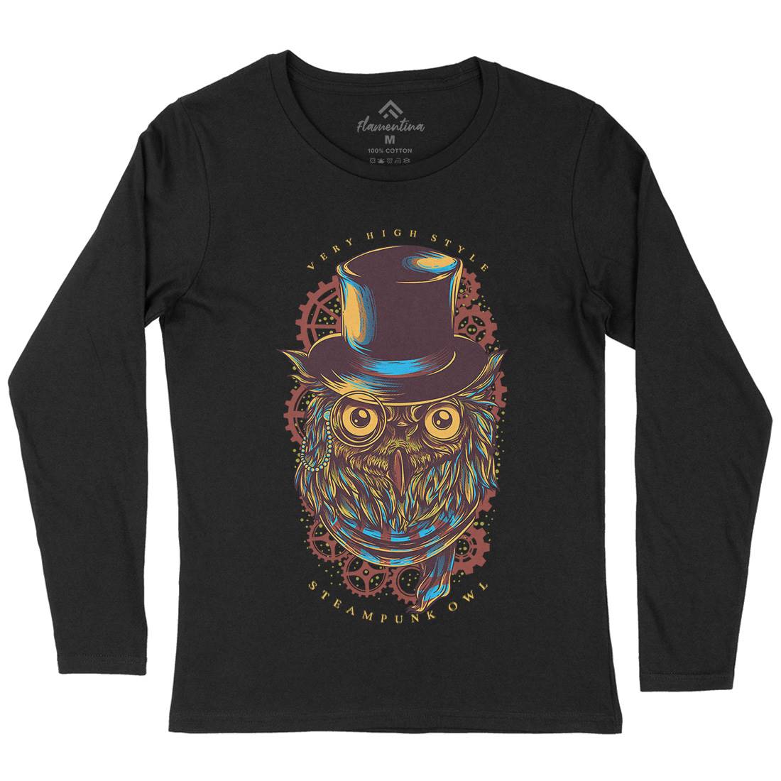 Owl Womens Long Sleeve T-Shirt Steampunk D838