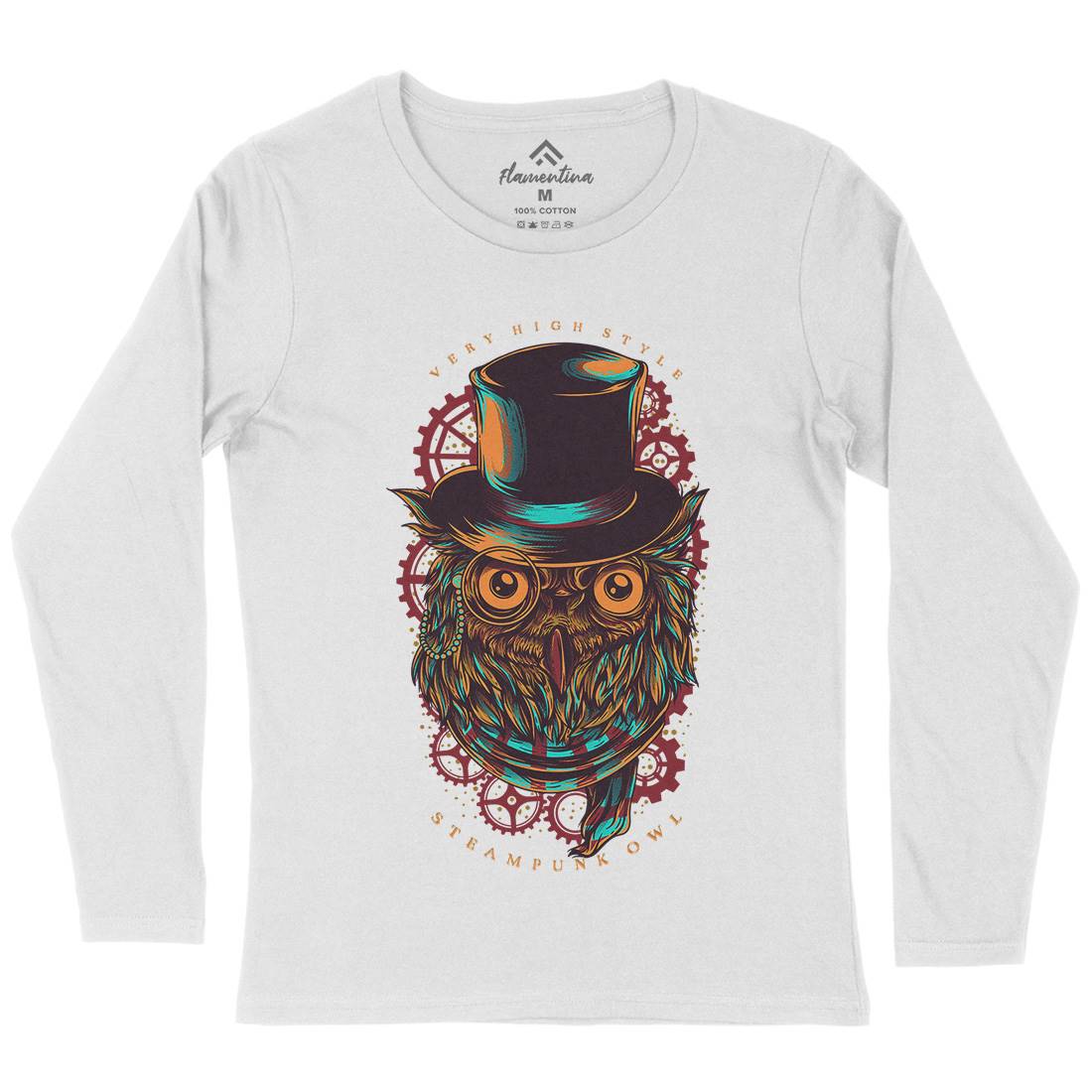 Owl Womens Long Sleeve T-Shirt Steampunk D838
