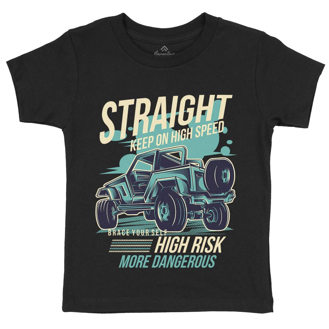 Straight Race Kids Crew Neck T-Shirt Cars D839