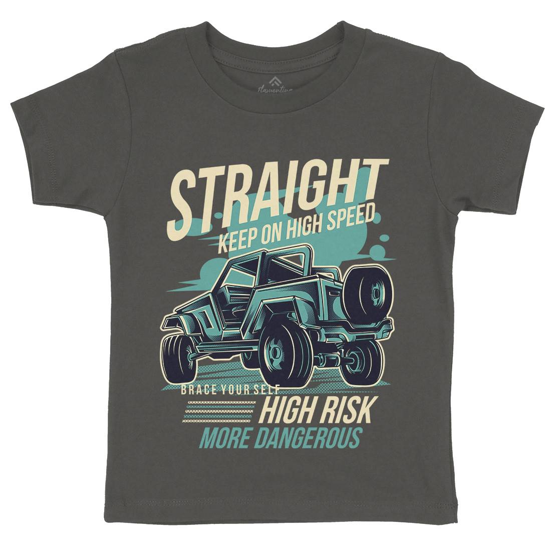 Straight Race Kids Organic Crew Neck T-Shirt Cars D839
