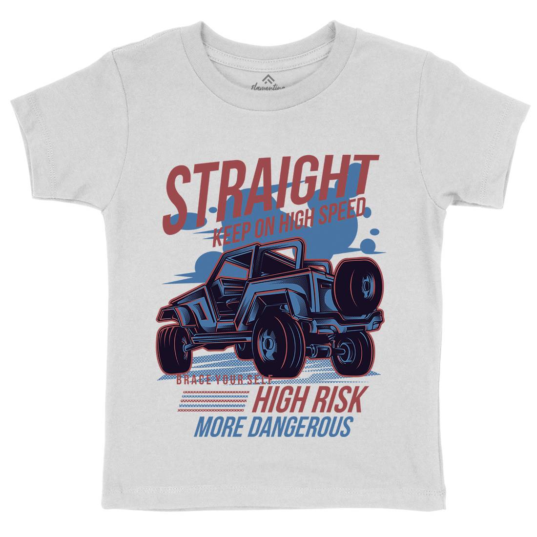 Straight Race Kids Crew Neck T-Shirt Cars D839