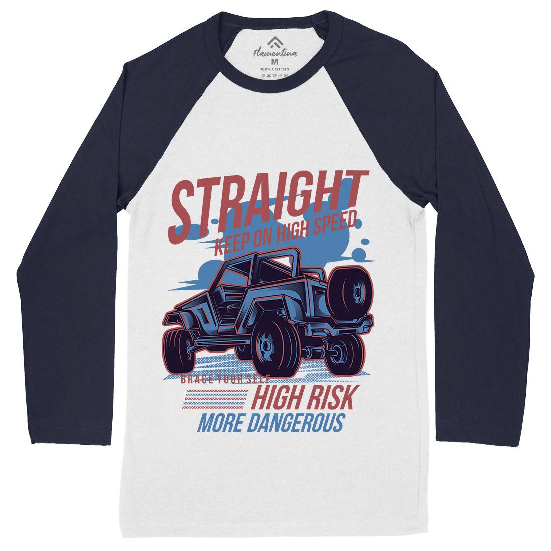 Straight Race Mens Long Sleeve Baseball T-Shirt Cars D839