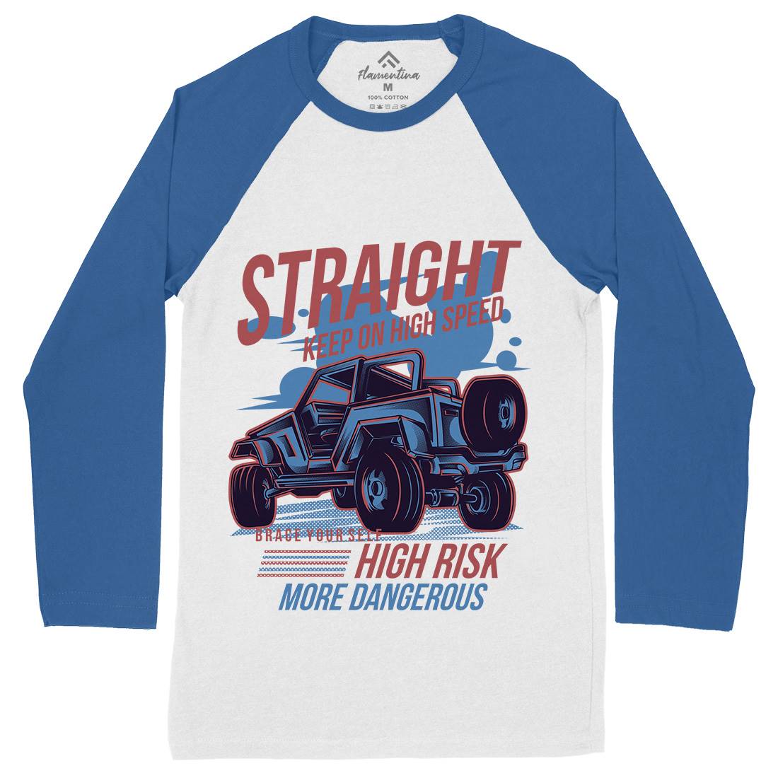 Straight Race Mens Long Sleeve Baseball T-Shirt Cars D839