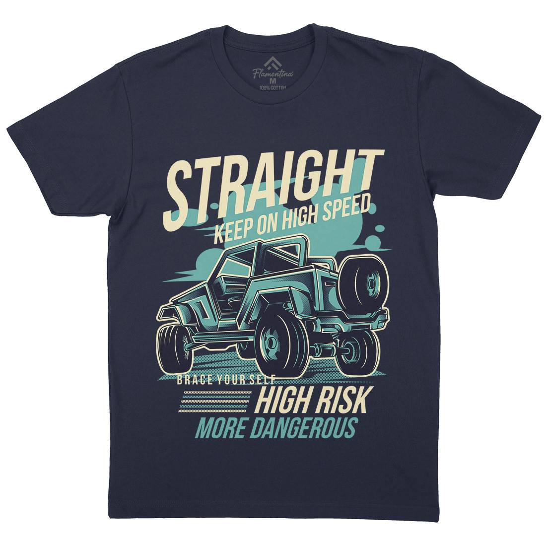 Straight Race Mens Organic Crew Neck T-Shirt Cars D839