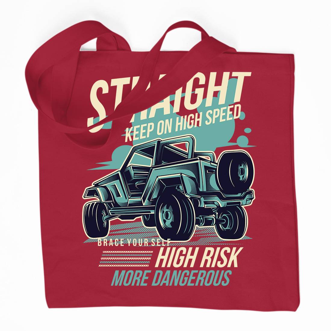 Straight Race Organic Premium Cotton Tote Bag Cars D839