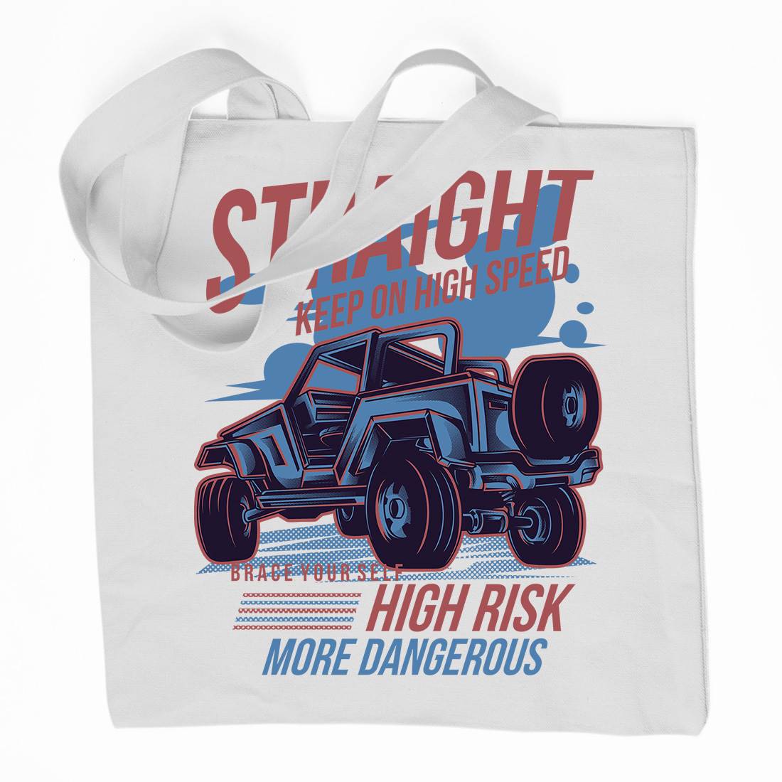 Straight Race Organic Premium Cotton Tote Bag Cars D839