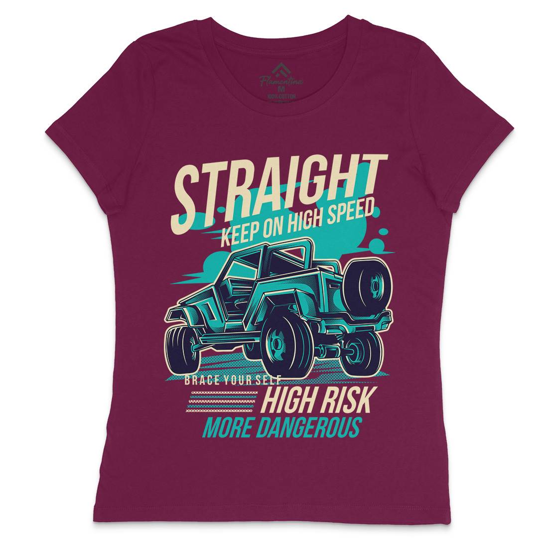 Straight Race Womens Crew Neck T-Shirt Cars D839