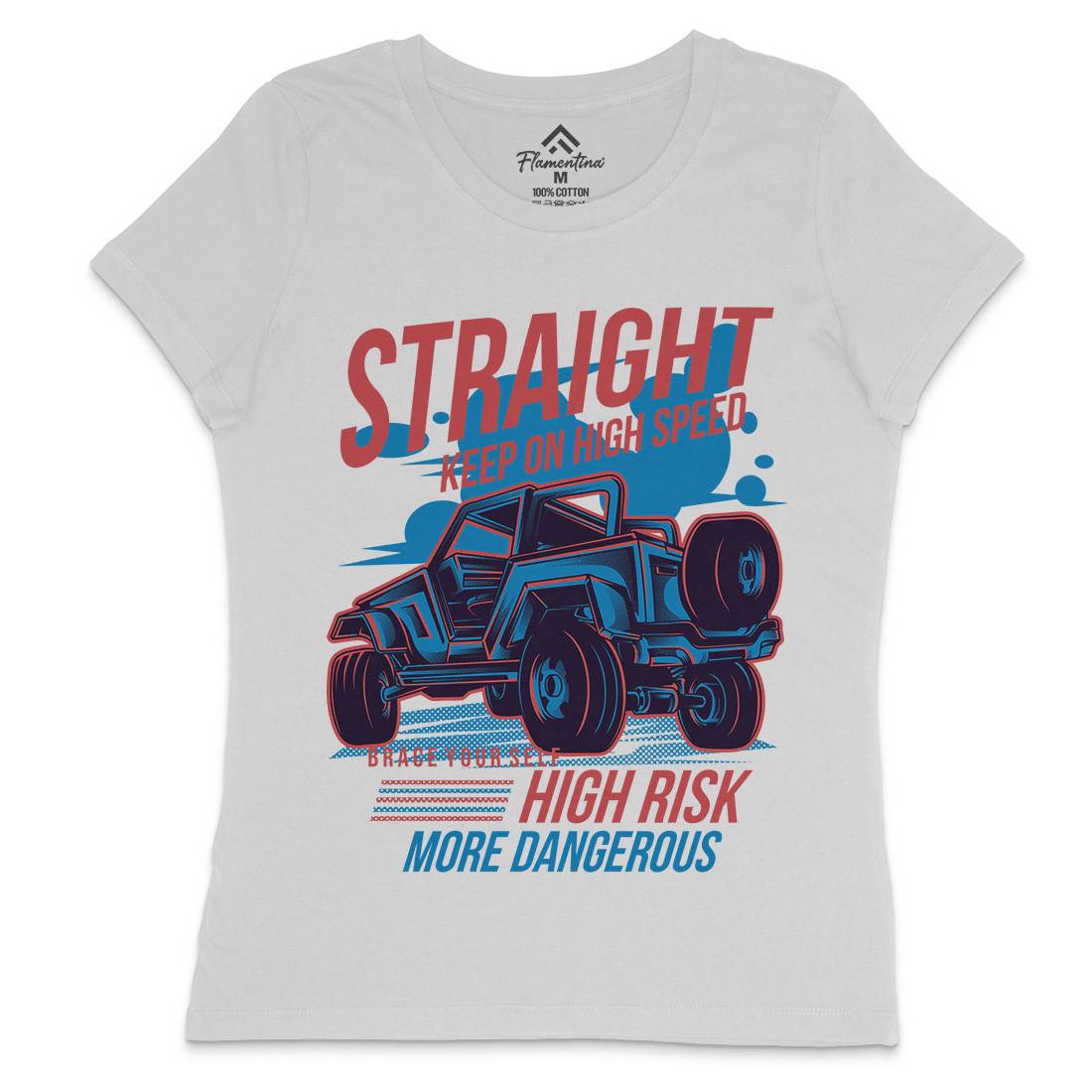 Straight Race Womens Crew Neck T-Shirt Cars D839