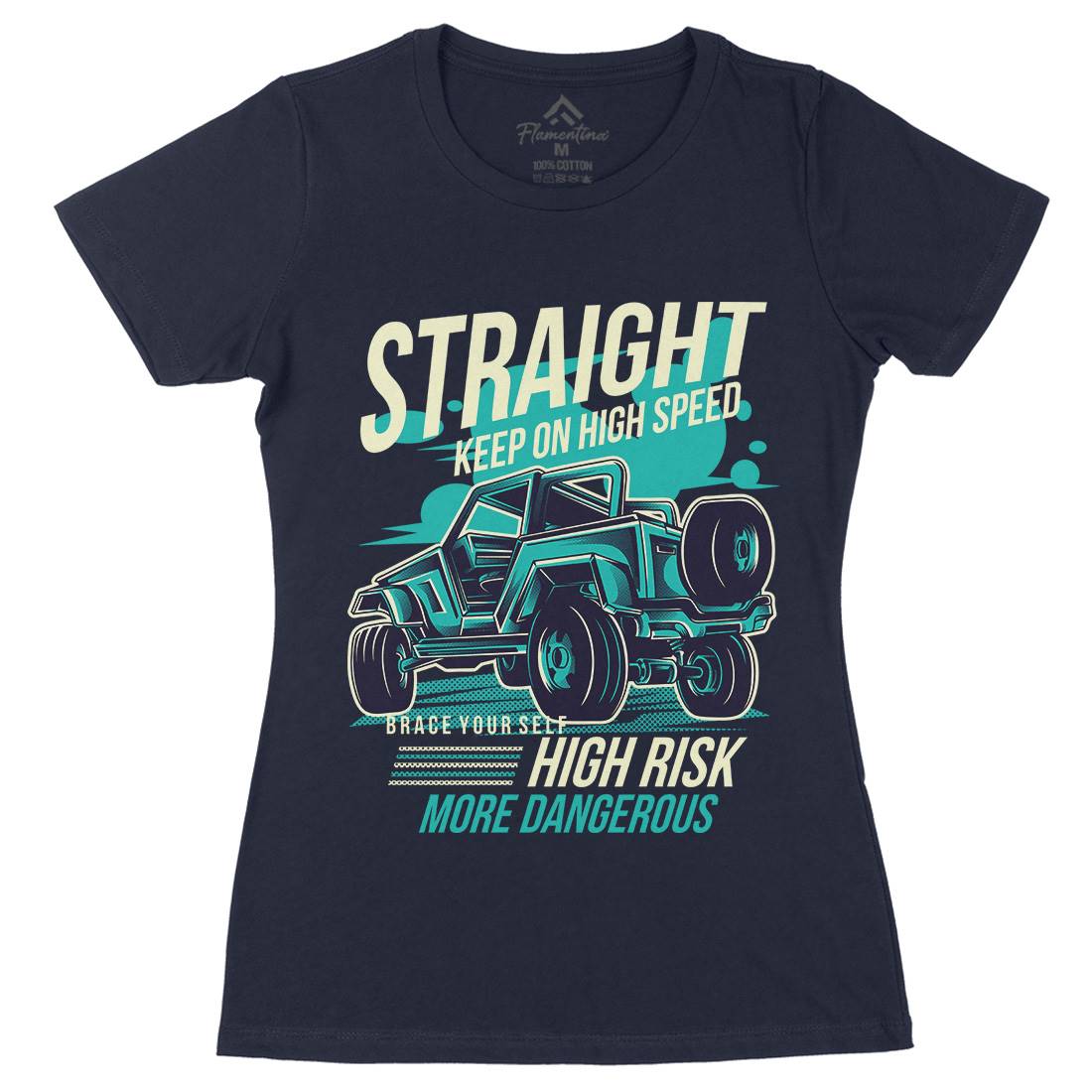 Straight Race Womens Organic Crew Neck T-Shirt Cars D839