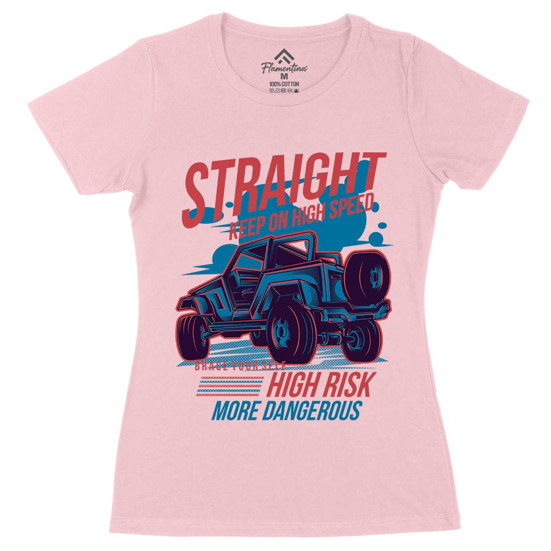 Straight Race Womens Organic Crew Neck T-Shirt Cars D839