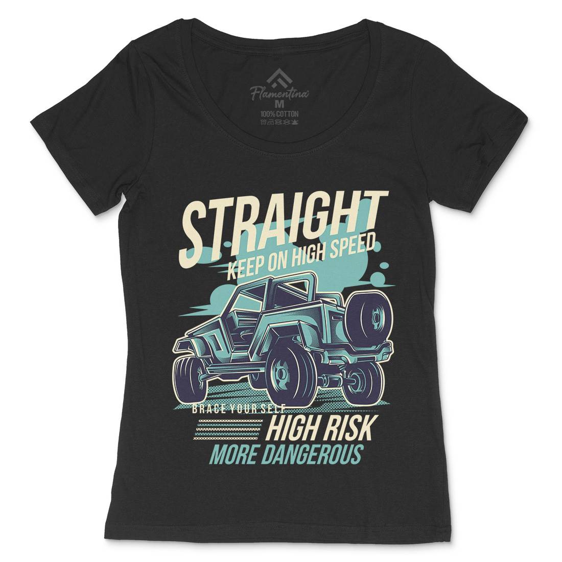 Straight Race Womens Scoop Neck T-Shirt Cars D839