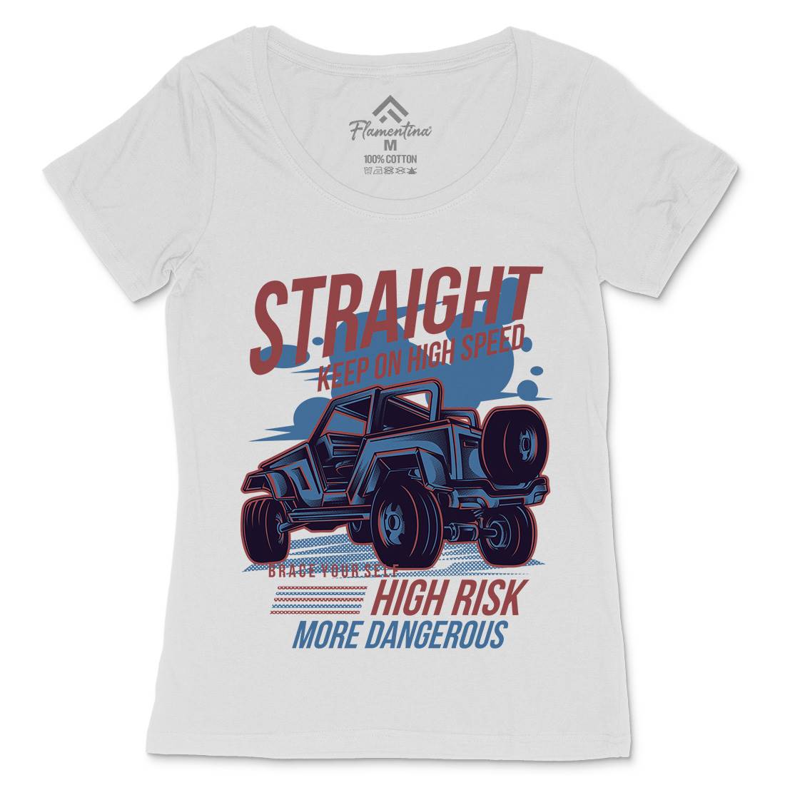 Straight Race Womens Scoop Neck T-Shirt Cars D839
