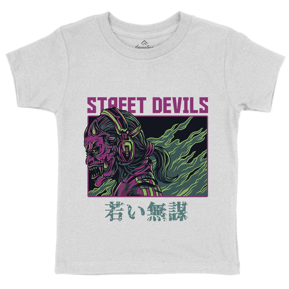 Street Devils Kids Organic Crew Neck T-Shirt Horror D840