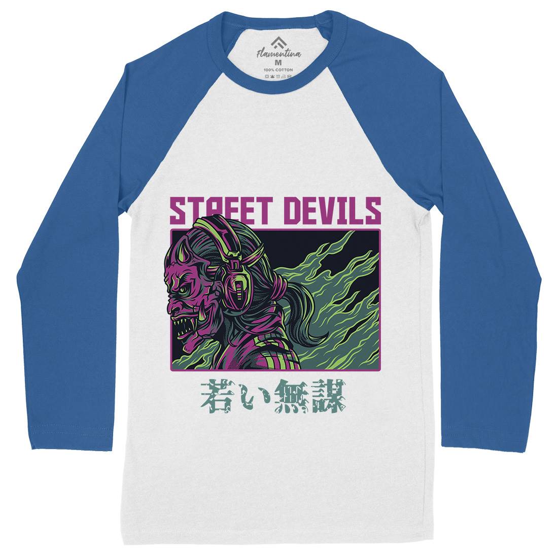 Street Devils Mens Long Sleeve Baseball T-Shirt Horror D840